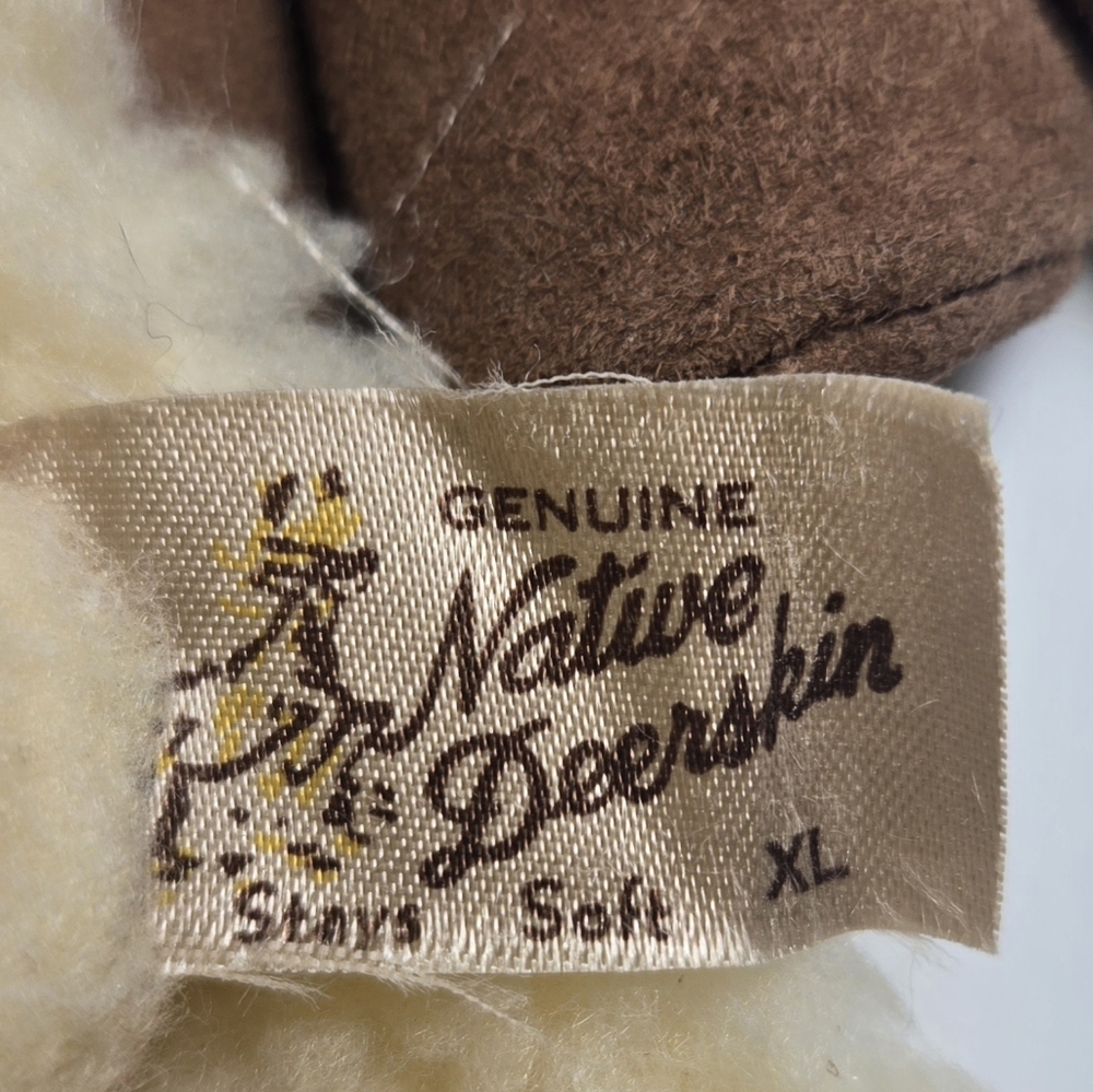 Native Genuine Deerskin Brown Men's Gloves with Shearling Lining Size XL NWOT - Picture 3 of 6